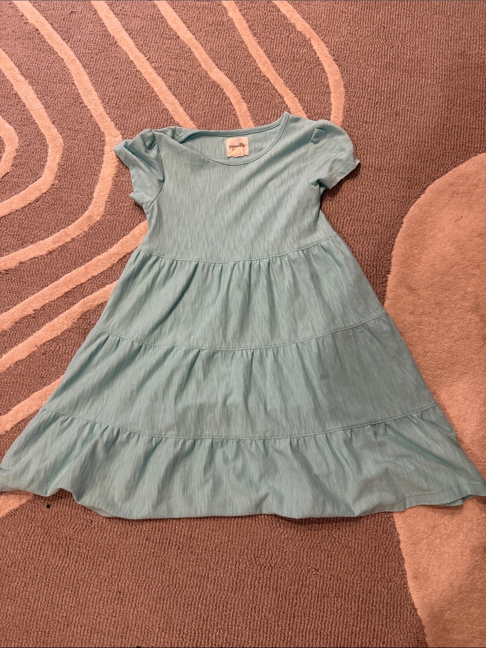 Wonder Kids Teal Tiered Short-Sleeve Dress